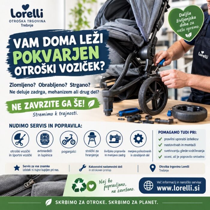 Servis in popravila otroških vozičkov, avtosedežev, poganjalcev in druge otroške opreme vseh znamk. Nudimo tudi šiviljska popravila in menjavo zadrg.