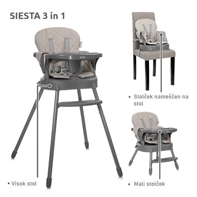Stolček za hranjenje dojenčka 3v1 siesta